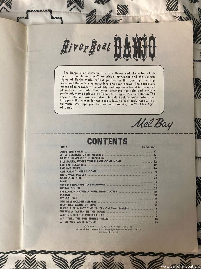 MEL BAYS RIVERBOAT BANJO vintage music book - Banjo Hangout